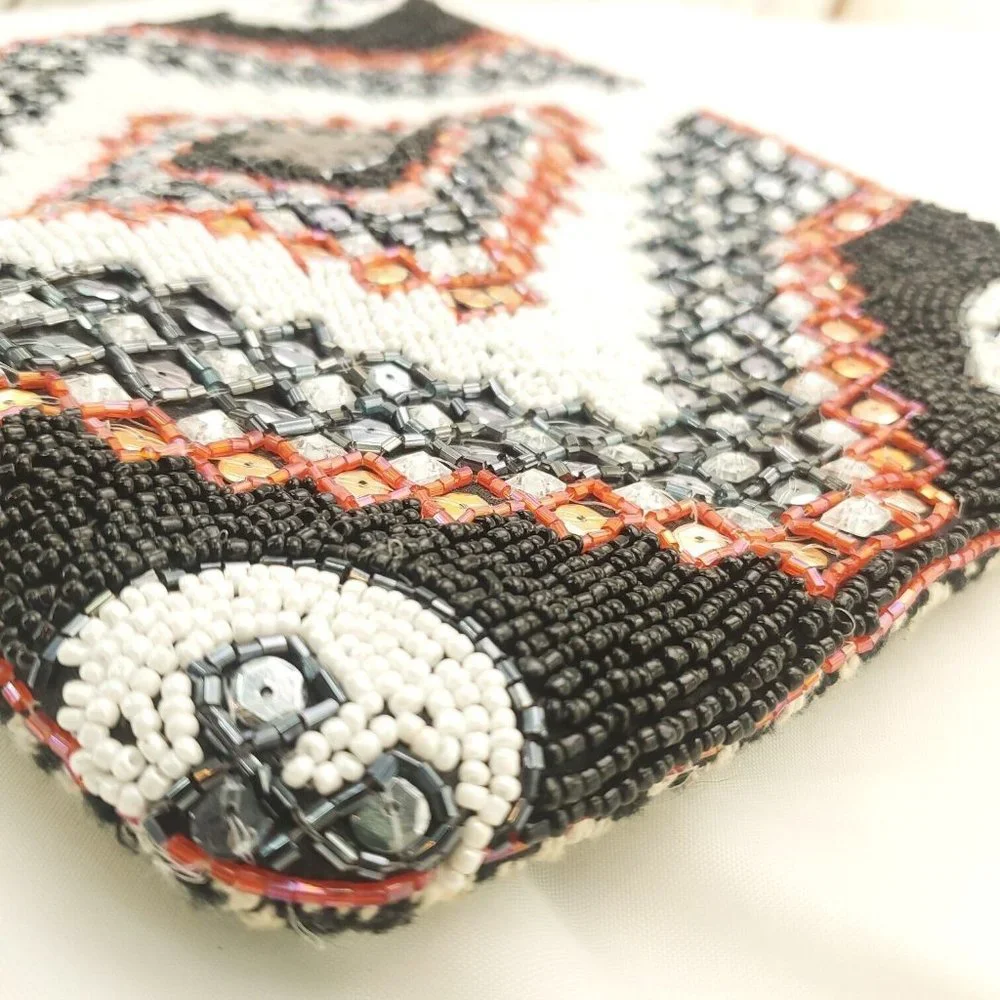 Antik Kraft Women's Multicolor Geometric Beaded Sequin Rectangle Cosmetic Bag